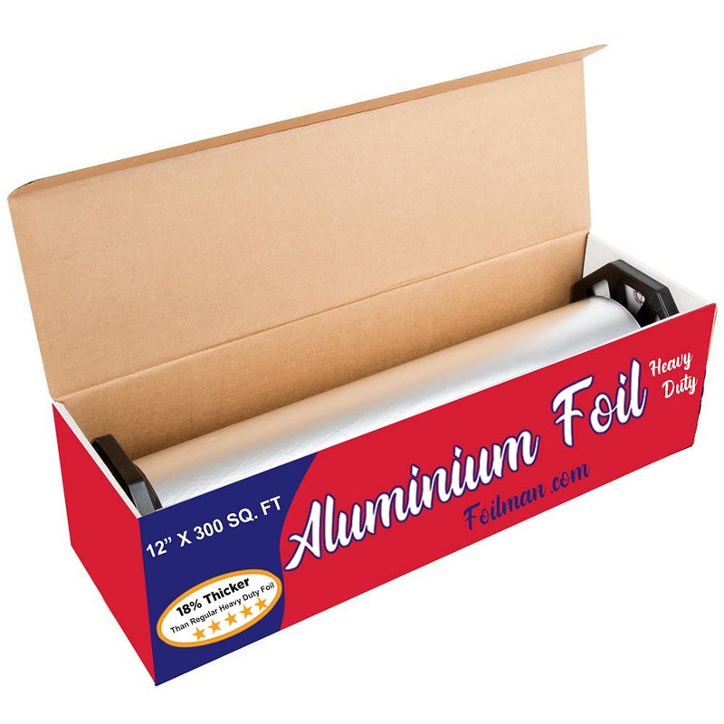 Foilman Thick & Heavy Duty Aluminum Foil Roll with Sturdy Corrugated Cutter Box, Food Safe Cling Wrap for Cooking, Baking, Roasting, Grilling, Freezer Storage - Durable Kitchen Use - 12 in x 300 sq ft - Image 4